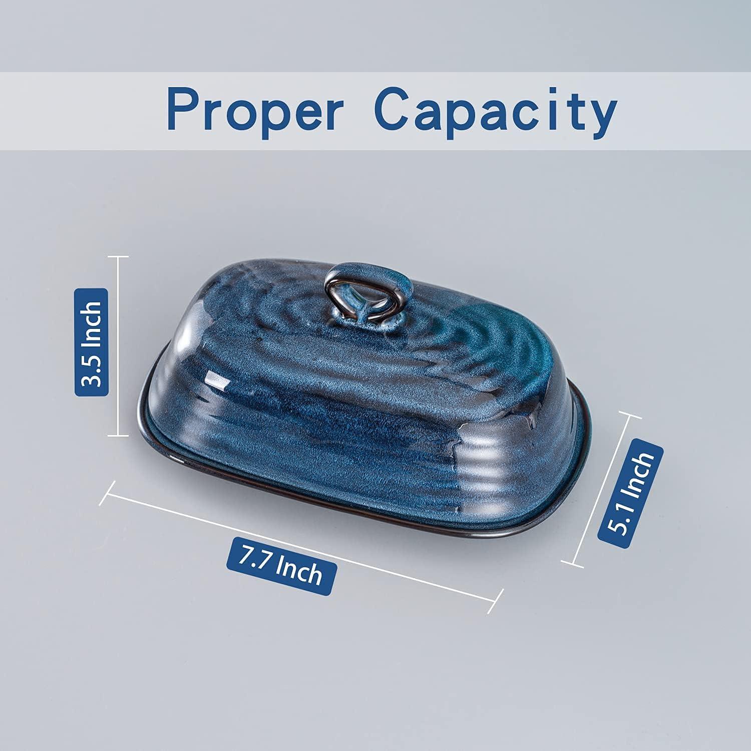 Plato de Mantequilla con Tapa Tikooere Cerámica Azul 19.5x12.9cm