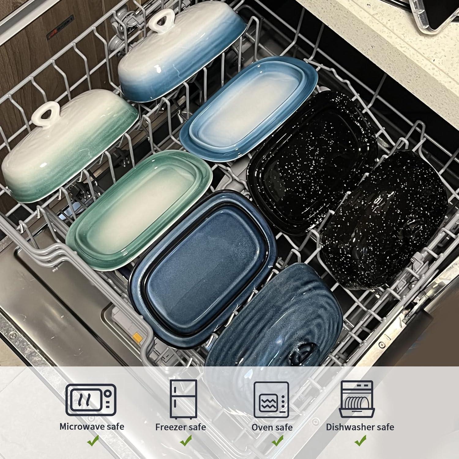 Plato de Mantequilla con Tapa Tikooere Cerámica Azul 19.5x12.9cm