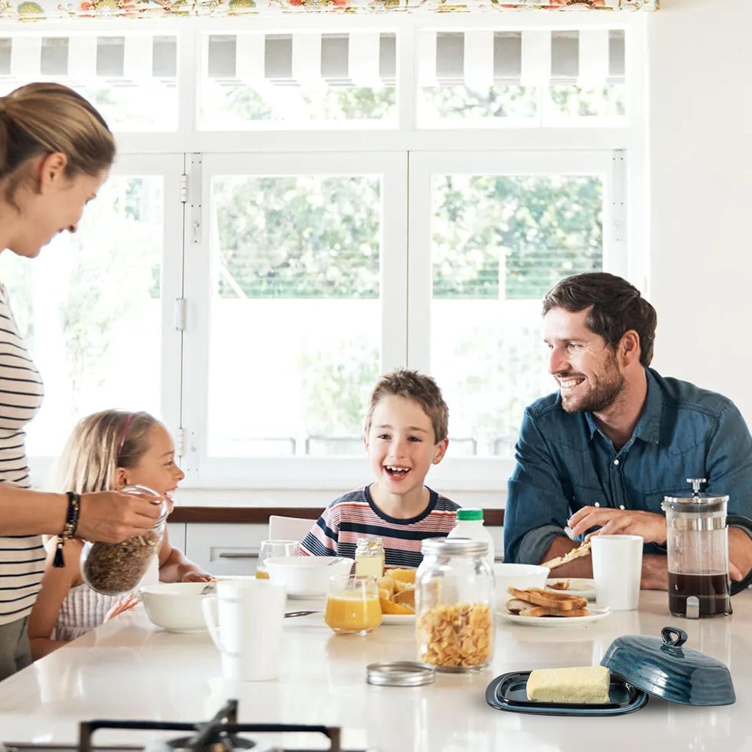 Plato de Mantequilla con Tapa Tikooere Cerámica Azul 19.5x12.9cm