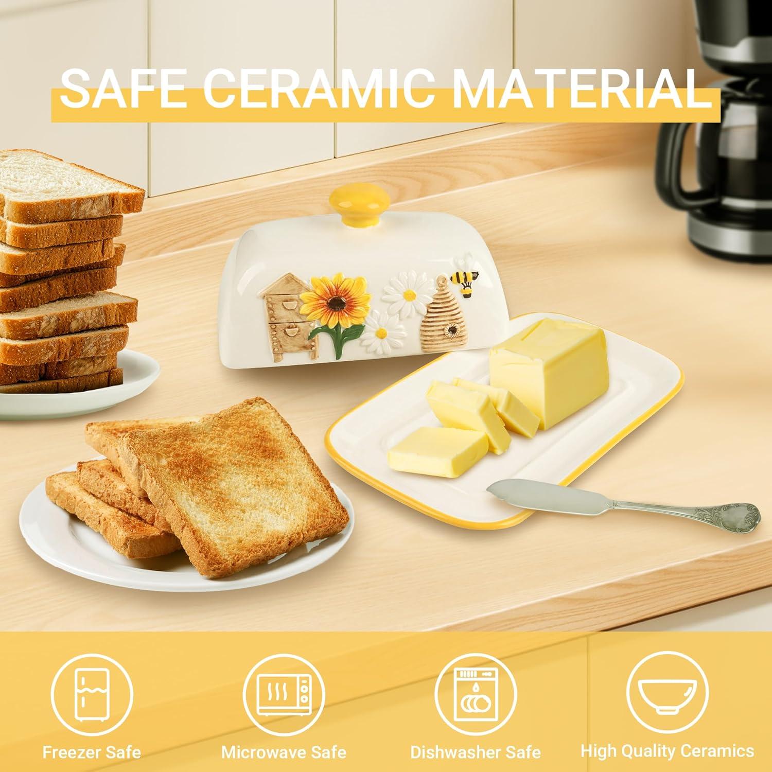 Plato de Mantequilla con Tapa Cerámica Happy Will 27.6x19.5cm