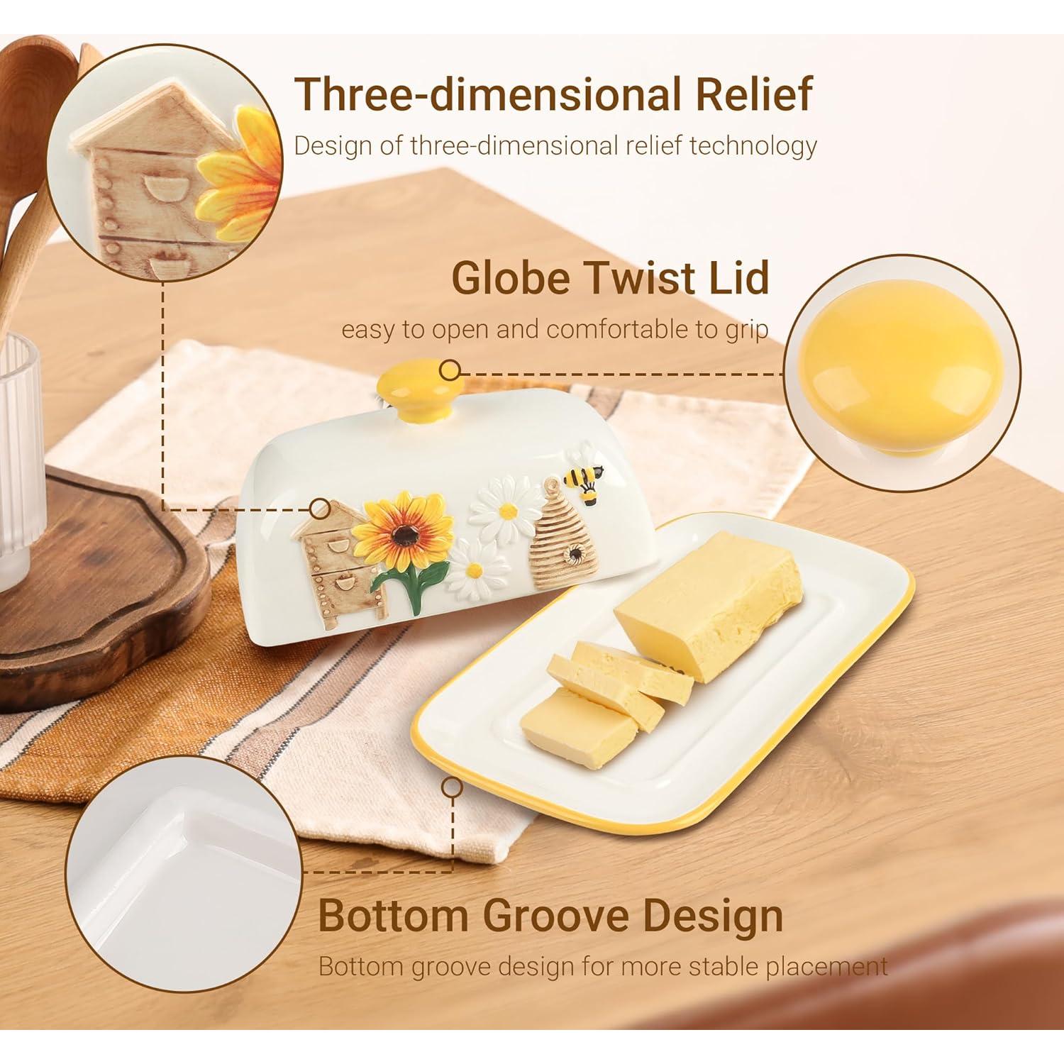 Plato de Mantequilla con Tapa Cerámica Happy Will 27.6x19.5cm