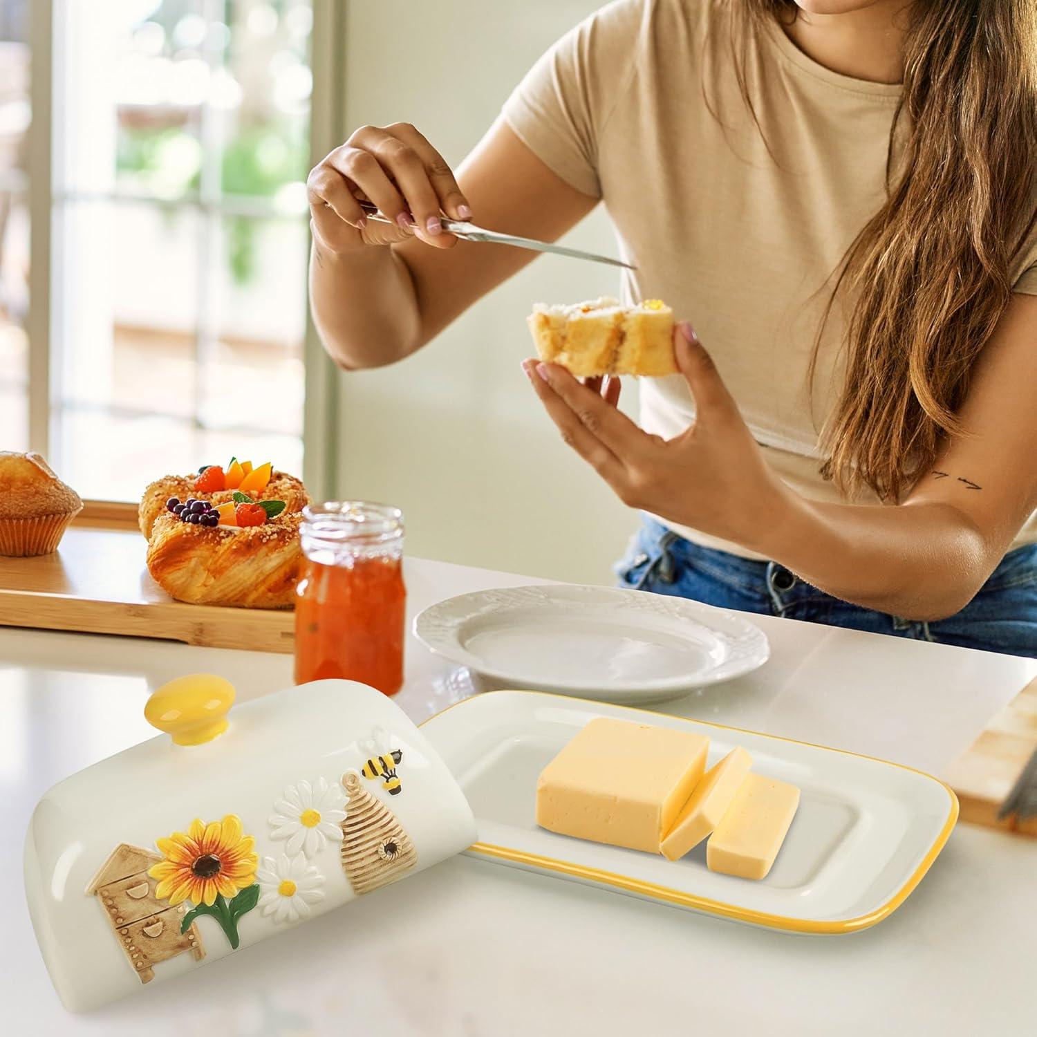 Plato de Mantequilla con Tapa Cerámica Happy Will 27.6x19.5cm