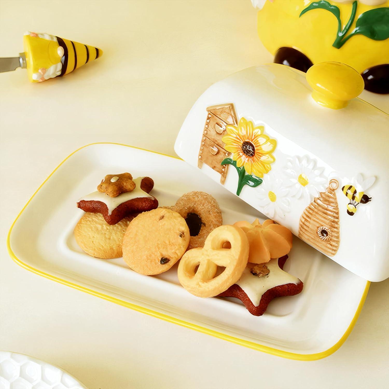 Plato de Mantequilla con Tapa Cerámica Happy Will 27.6x19.5cm