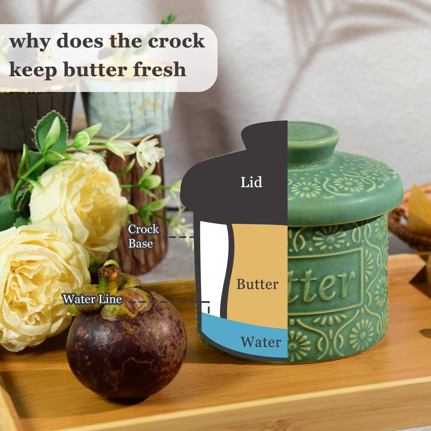 Crock de Mantequilla Cerámica CHLJAR Vintage Verde Mate