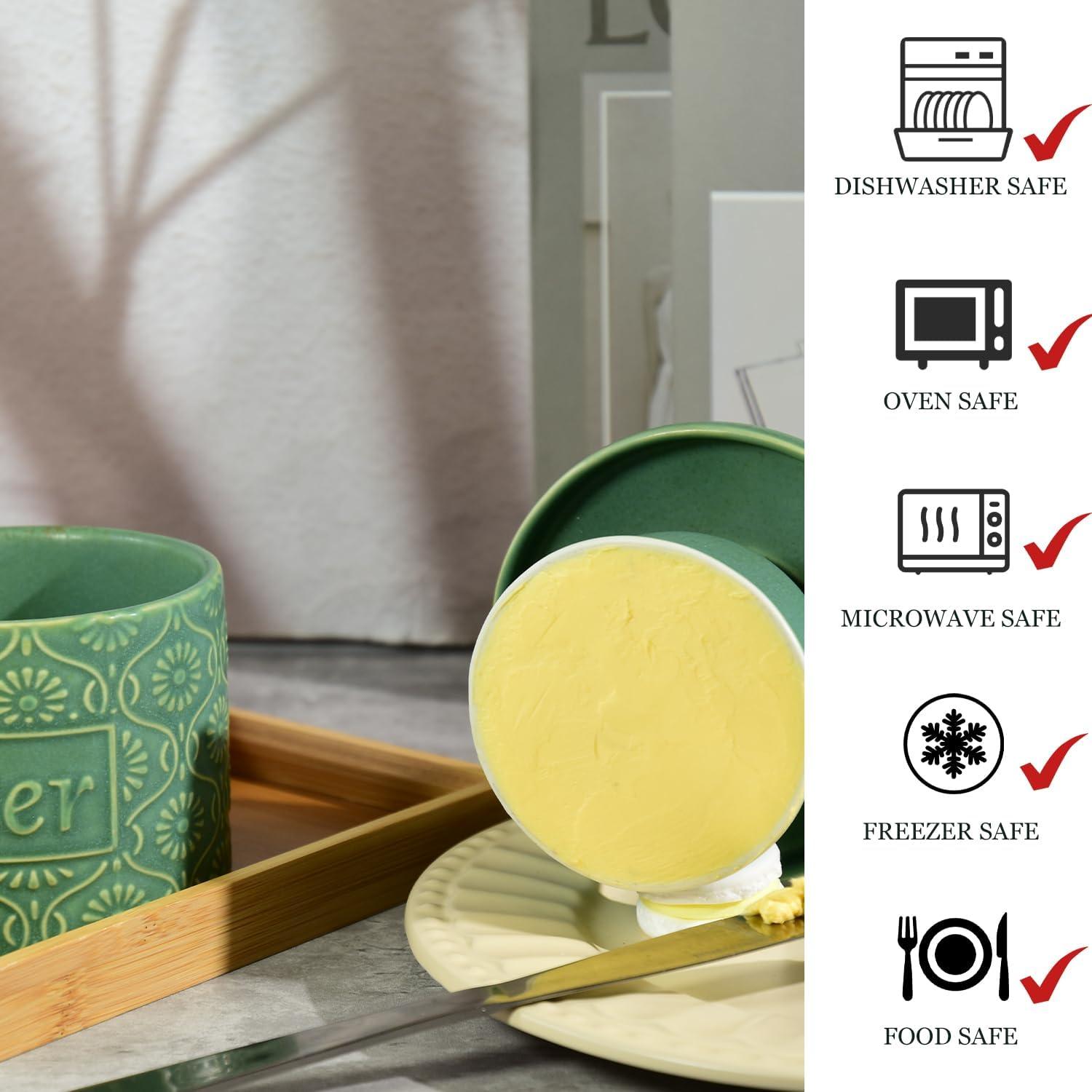 Crock de Mantequilla Cerámica CHLJAR Vintage Verde Mate