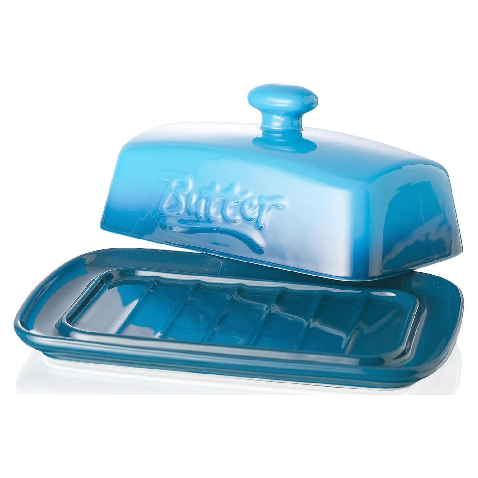 Plato de Mantequilla Candiicap de Porcelana con Tapa 340g Azul Marino
