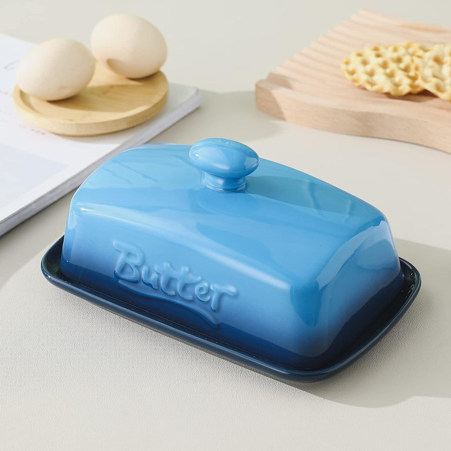 Plato de Mantequilla Candiicap de Porcelana con Tapa 340g Azul Marino