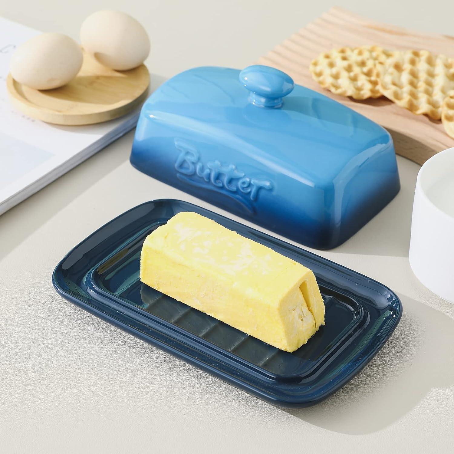 Plato de Mantequilla Candiicap de Porcelana con Tapa 340g Azul Marino