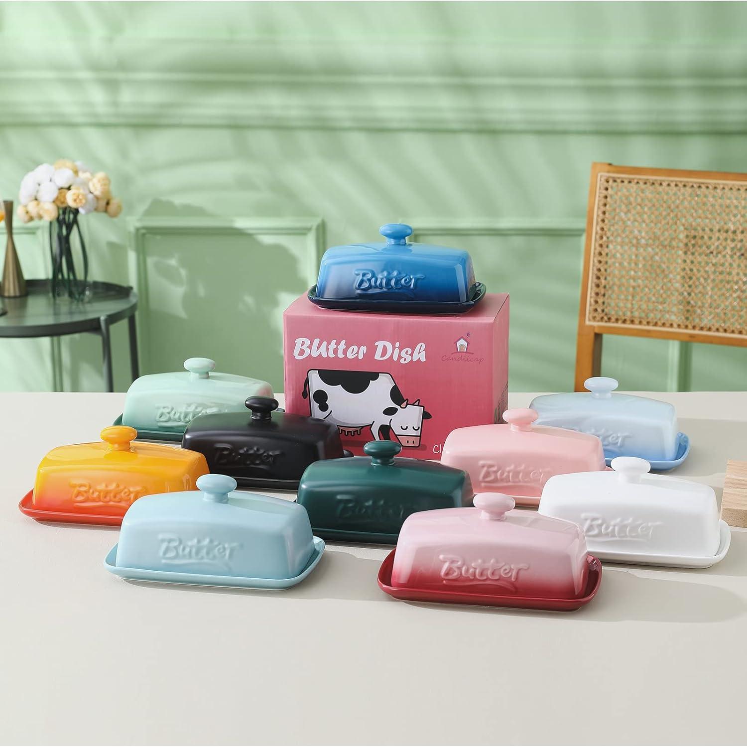 Plato de Mantequilla Candiicap de Porcelana con Tapa 340g Azul Marino