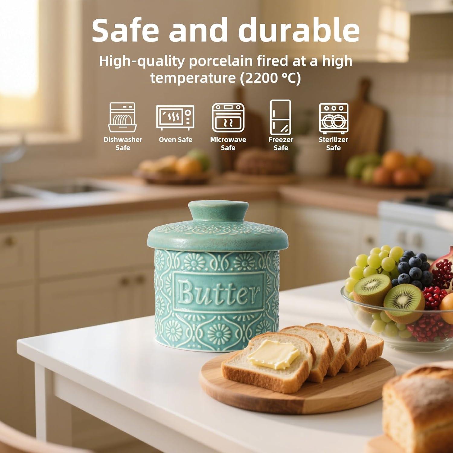 Mantequero de Cerámica VMX Verde Hermético 150g Apto Lavavajillas