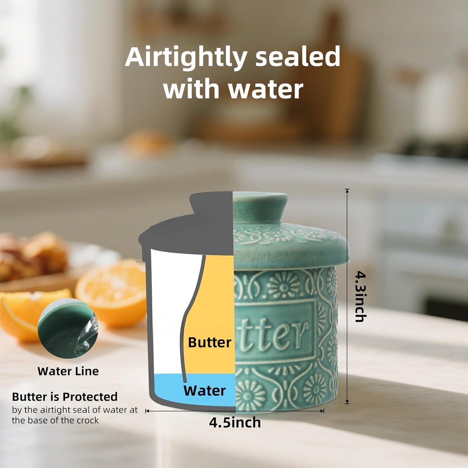 Mantequero de Cerámica VMX Verde Hermético 150g Apto Lavavajillas