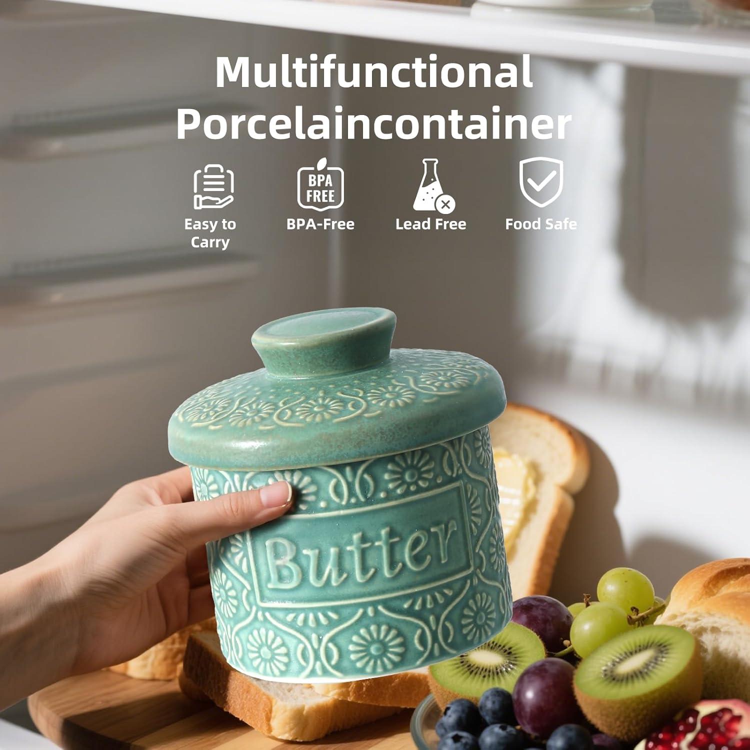 Mantequero de Cerámica VMX Verde Hermético 150g Apto Lavavajillas