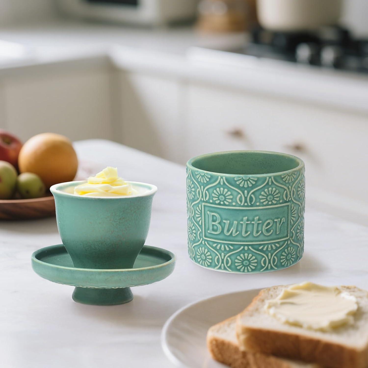 Mantequero de Cerámica VMX Verde Hermético 150g Apto Lavavajillas