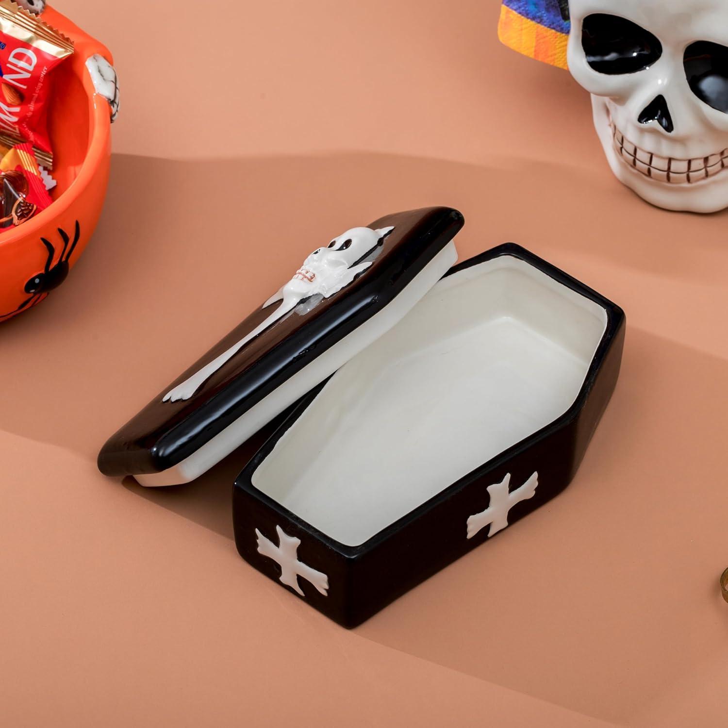 Plato para Mantequilla Halloween Cerámica Ataúd 20x13cm