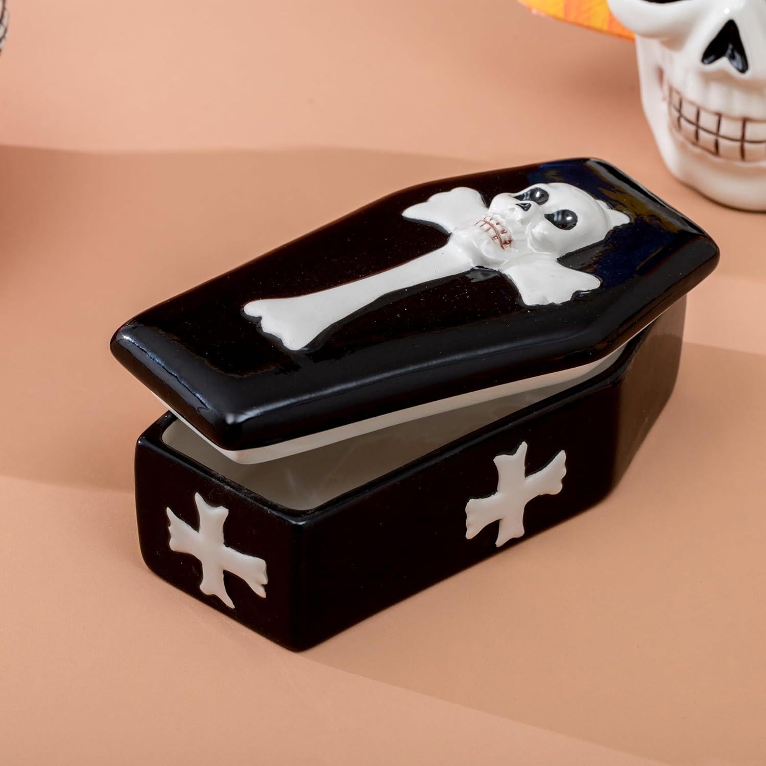 Plato para Mantequilla Halloween Cerámica Ataúd 20x13cm