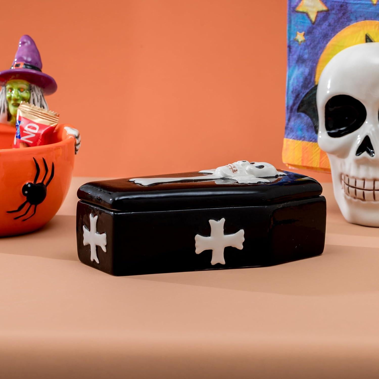 Plato para Mantequilla Halloween Cerámica Ataúd 20x13cm