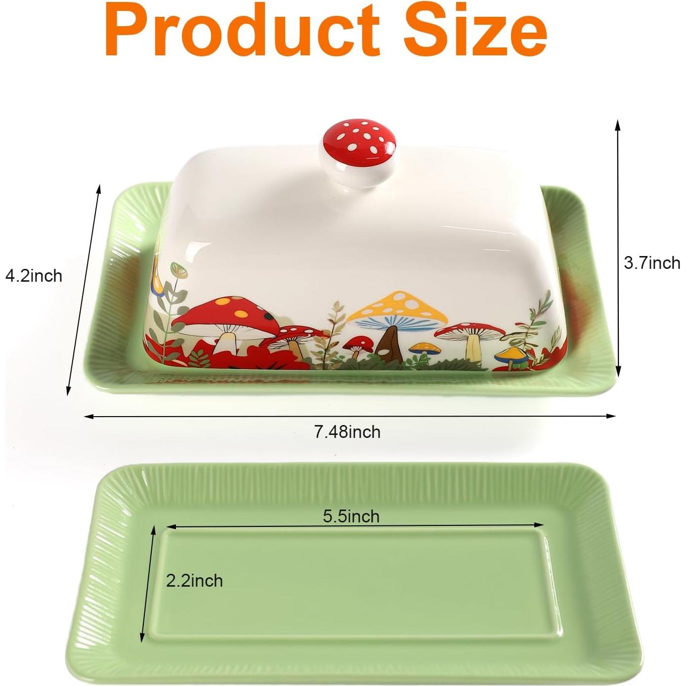 Plato de Mantequilla con Tapa Lontcs en Forma de Champiñón