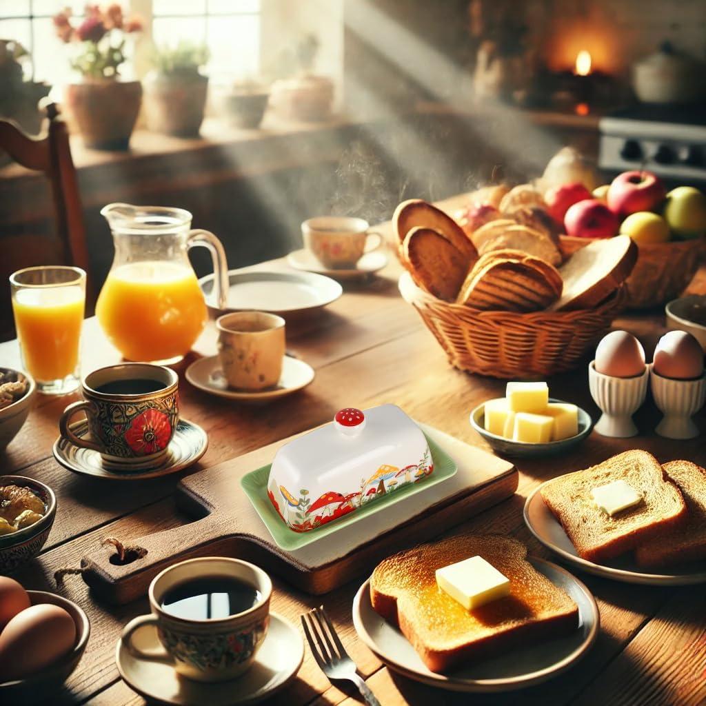 Plato de Mantequilla con Tapa Lontcs en Forma de Champiñón