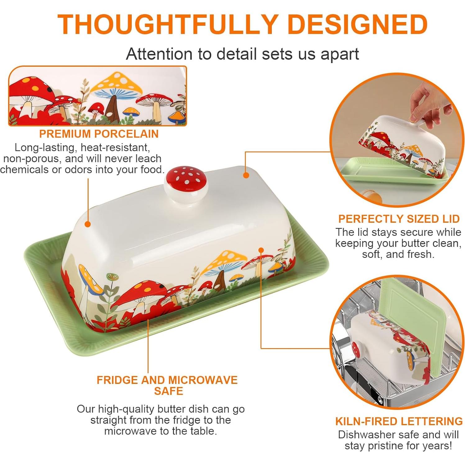 Plato de Mantequilla con Tapa Lontcs en Forma de Champiñón
