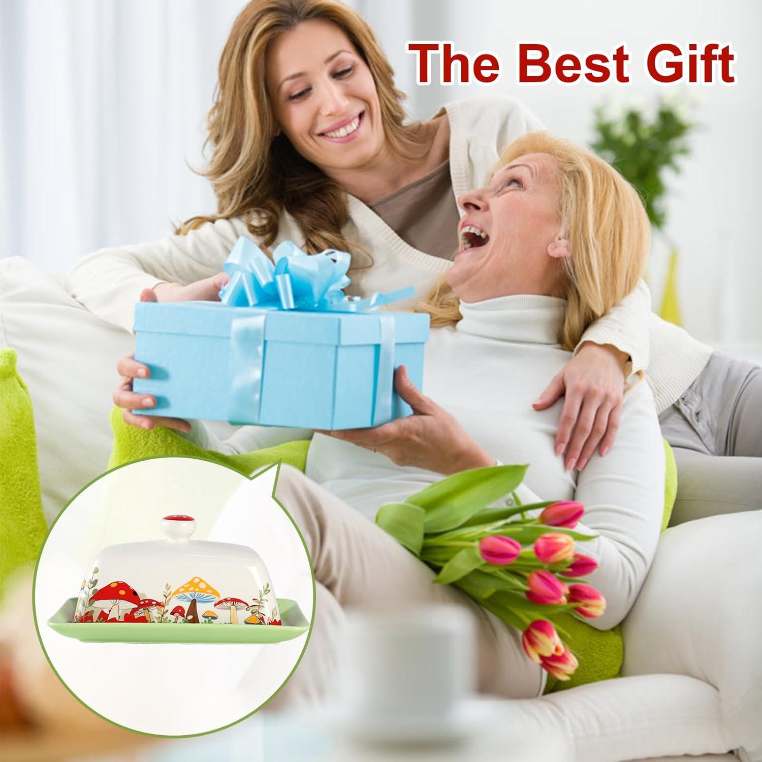 Plato de Mantequilla con Tapa Lontcs en Forma de Champiñón