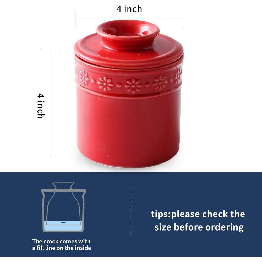 Crock de Mantequilla Cerámica KOOV Rojo 125g con Tapa