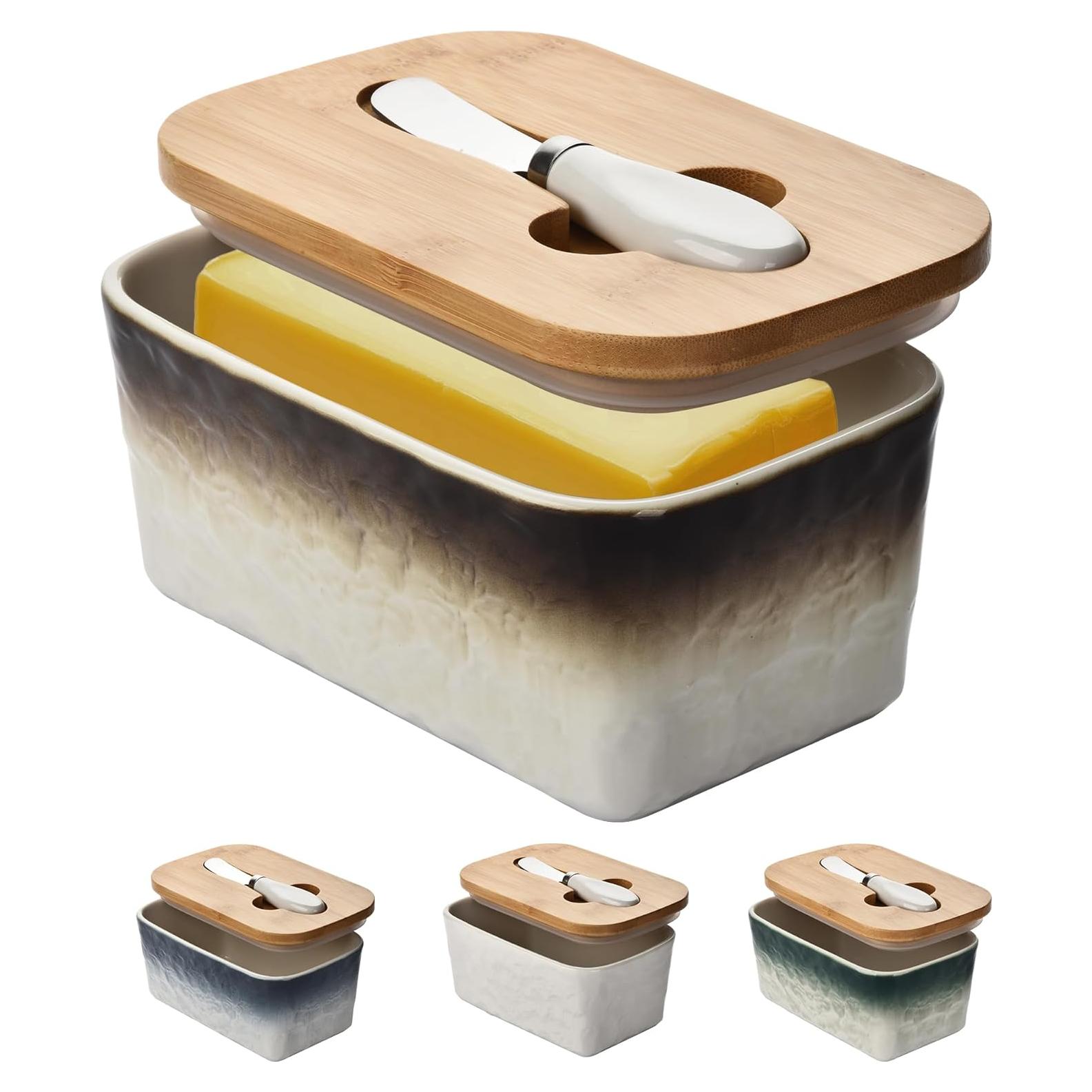Plato de Mantequilla Cerámica BUYNEED con Tapa y Cuchillo 17.78 cm