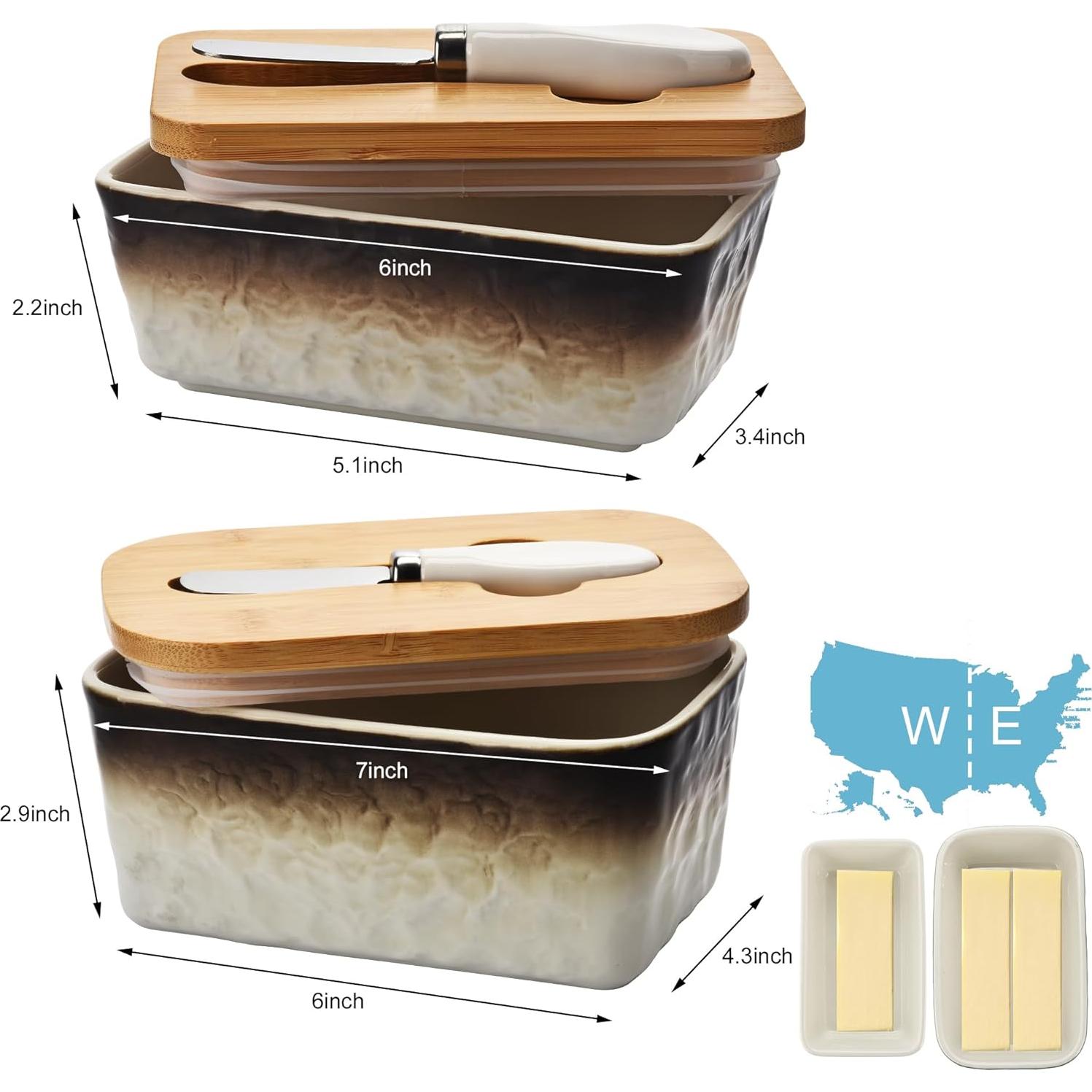 Plato de Mantequilla Cerámica BUYNEED con Tapa y Cuchillo 17.78 cm