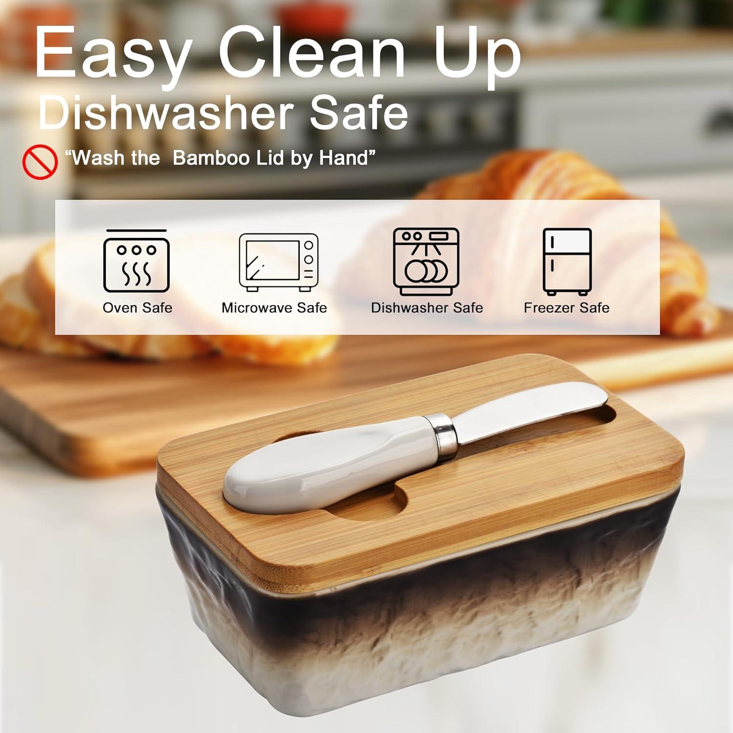 Plato de Mantequilla Cerámica BUYNEED con Tapa y Cuchillo 17.78 cm