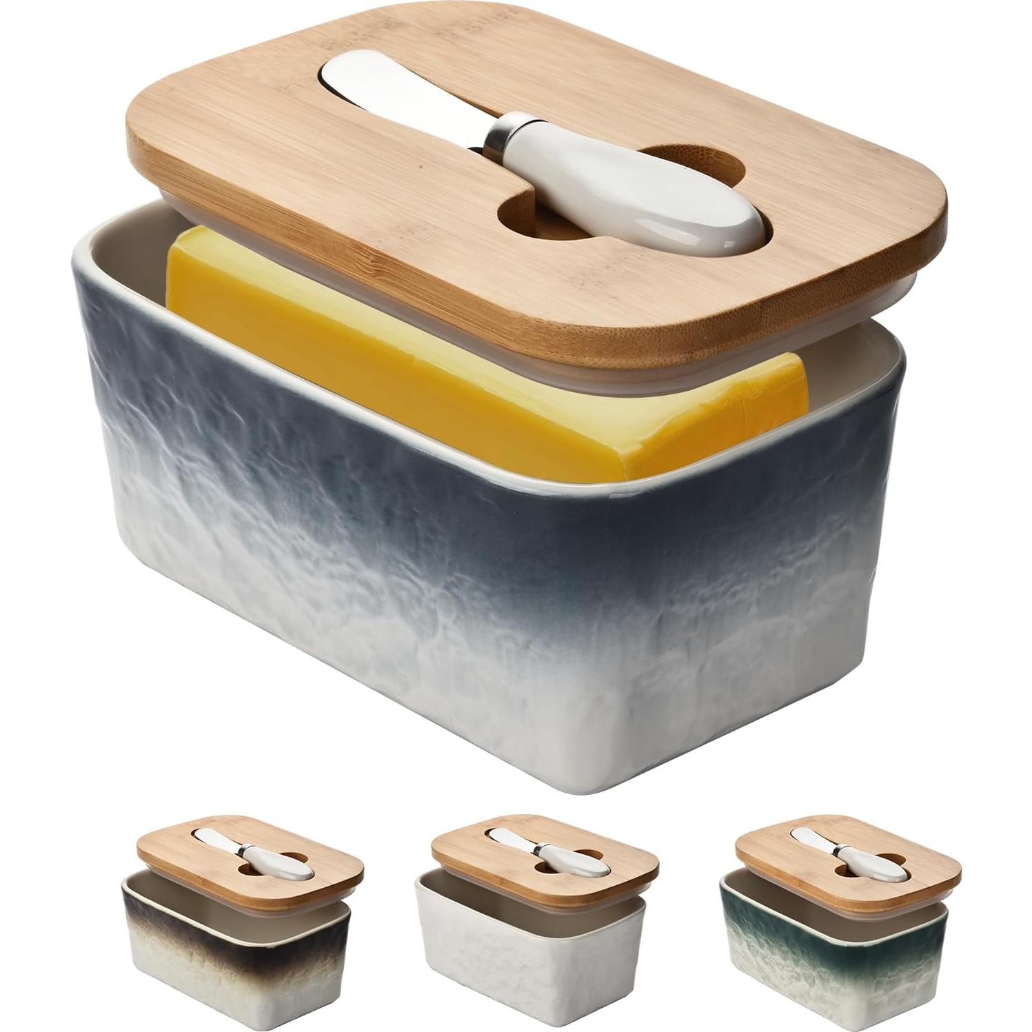 Plato de Mantequilla Cerámica BUYNEED con Tapa y Cuchillo 17.78 cm