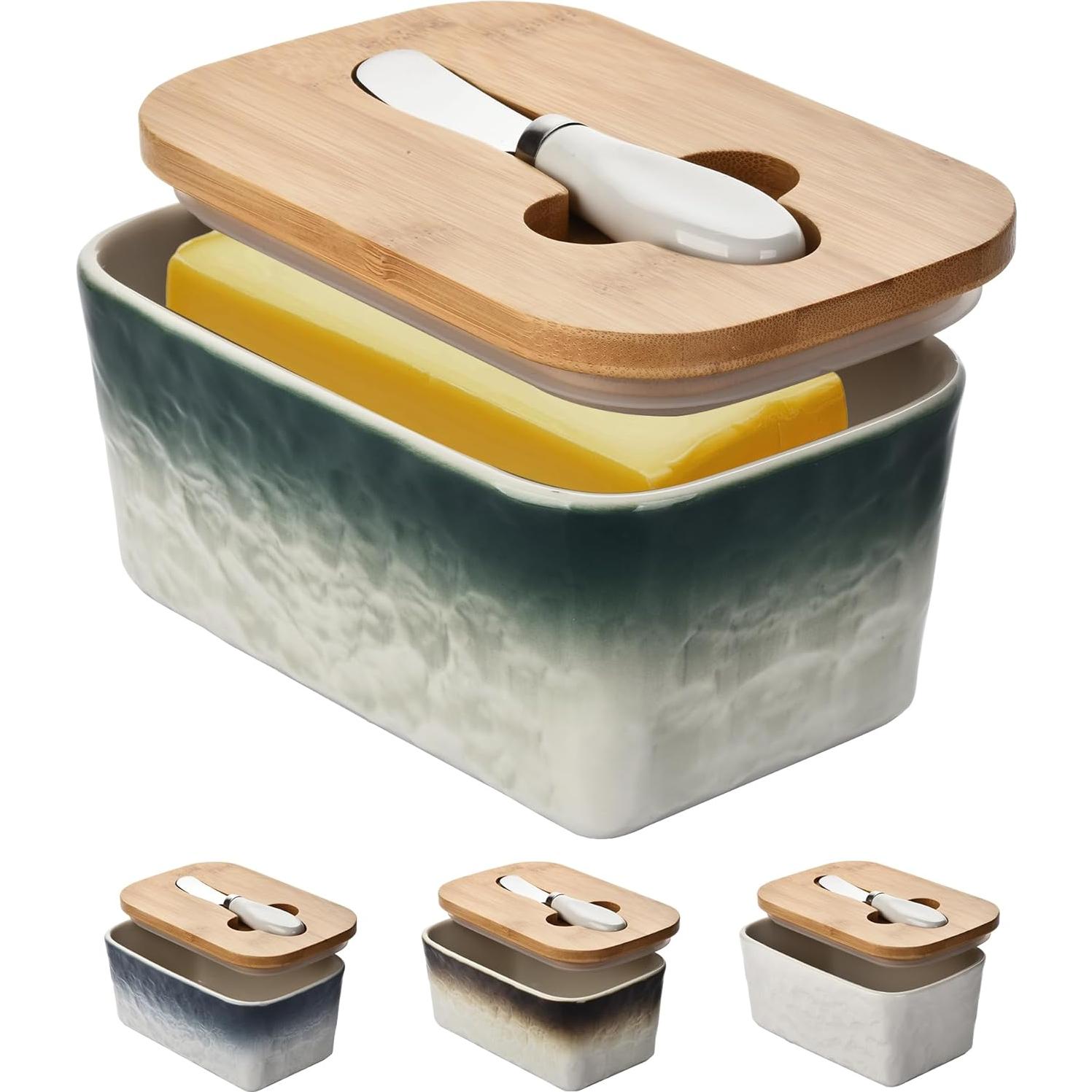 Plato de Mantequilla Cerámica BUYNEED con Tapa y Cuchillo 17.78 cm