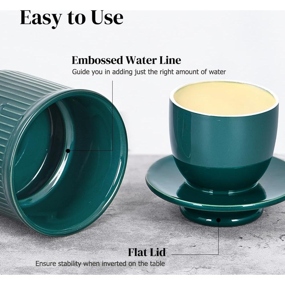 Crock de Mantequilla Francés Ursword Verde Vintage con Tapa