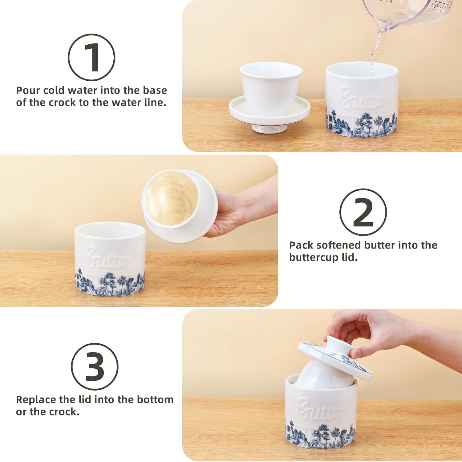 Tazón de Mantequilla Cerámica Denovin Azul Bosque 190g