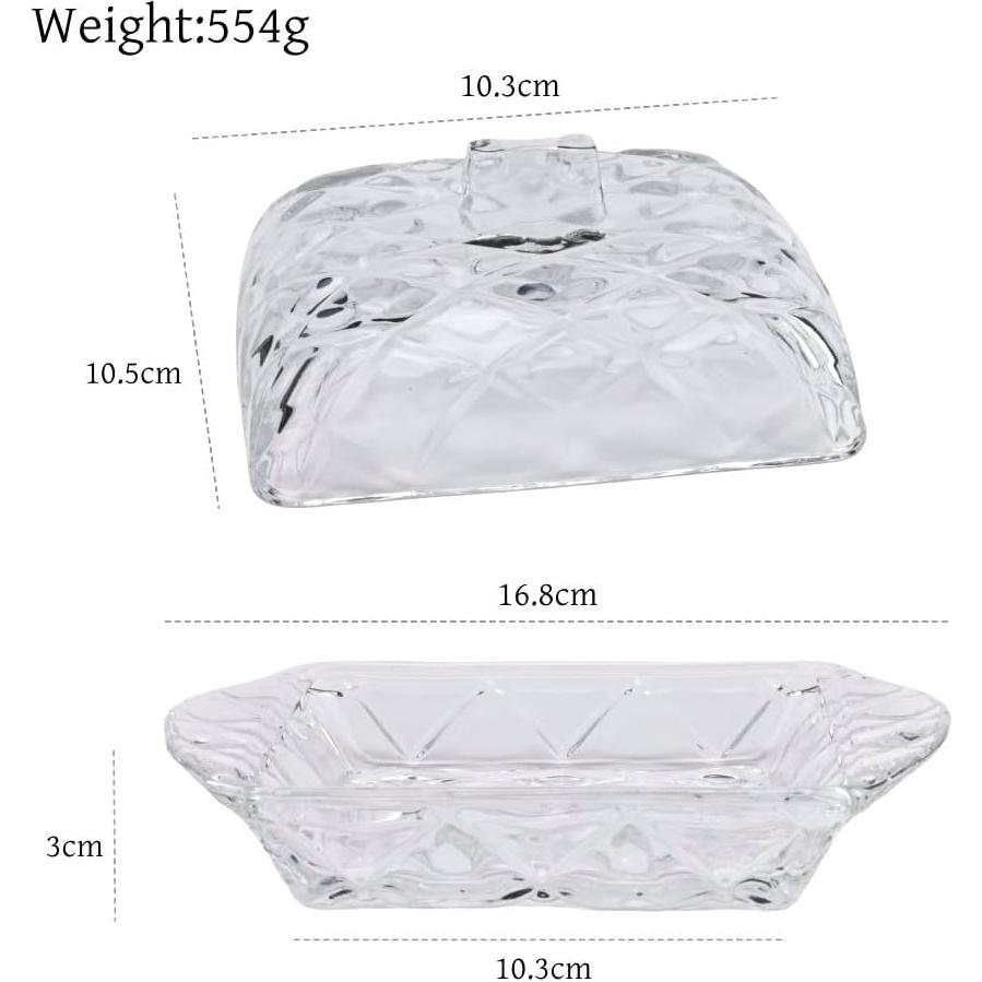 Plato de Mantequilla de Vidrio PEPAXON con Tapa 17.5x10.5cm
