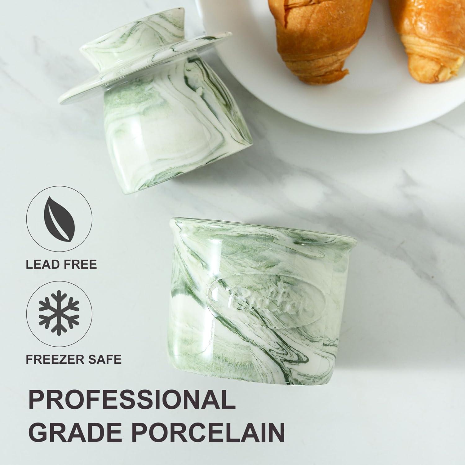 Crock de Mantequilla HOWISE Verde 170g Cerámica con Tapa