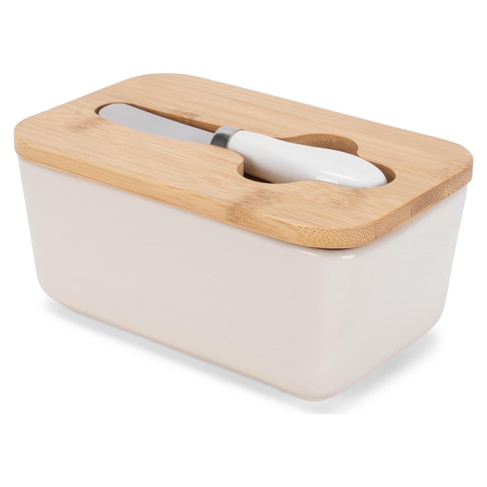 Plato de Mantequilla Cerámica Nat & Jules con Tapa de Bambú