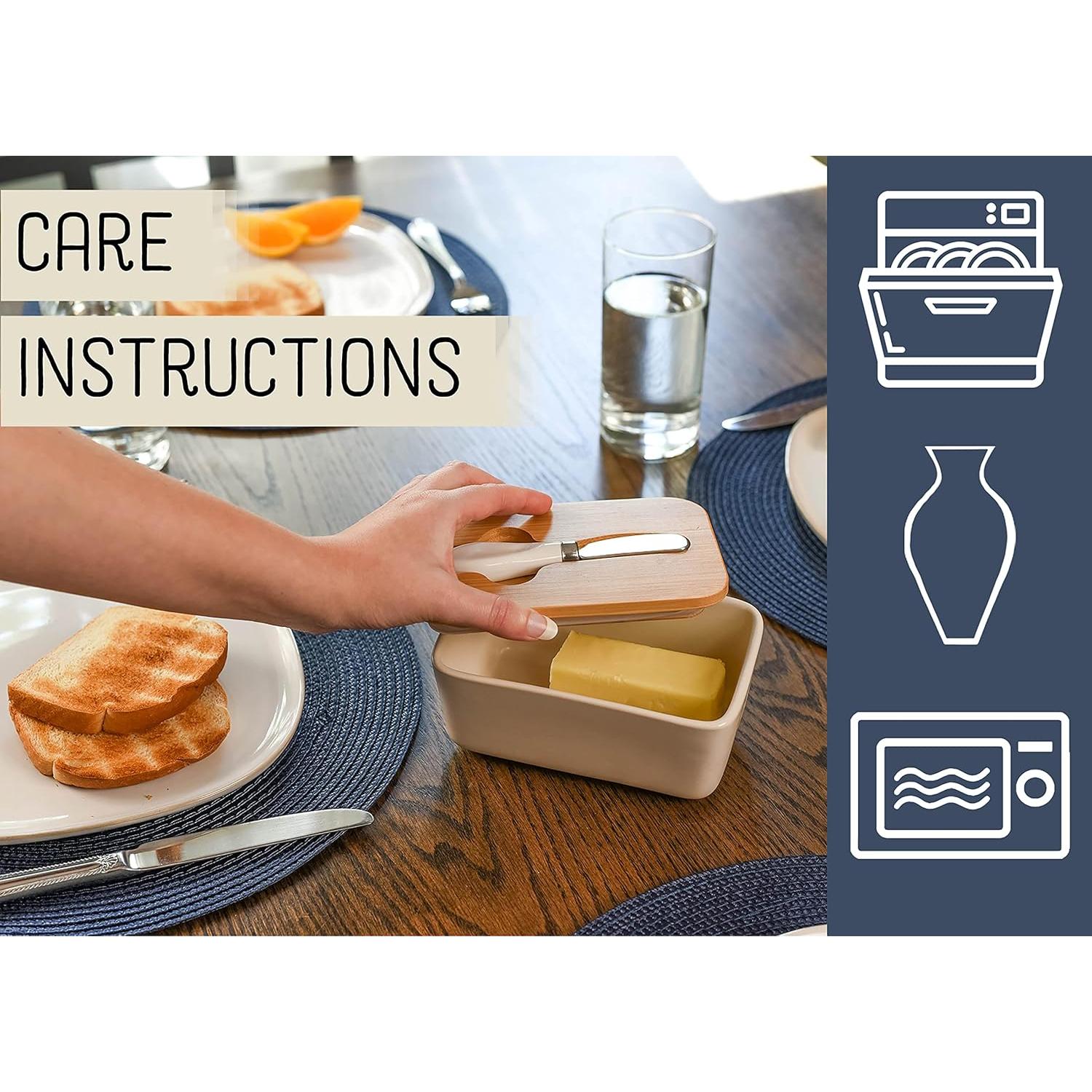 Plato de Mantequilla Cerámica Nat & Jules con Tapa de Bambú