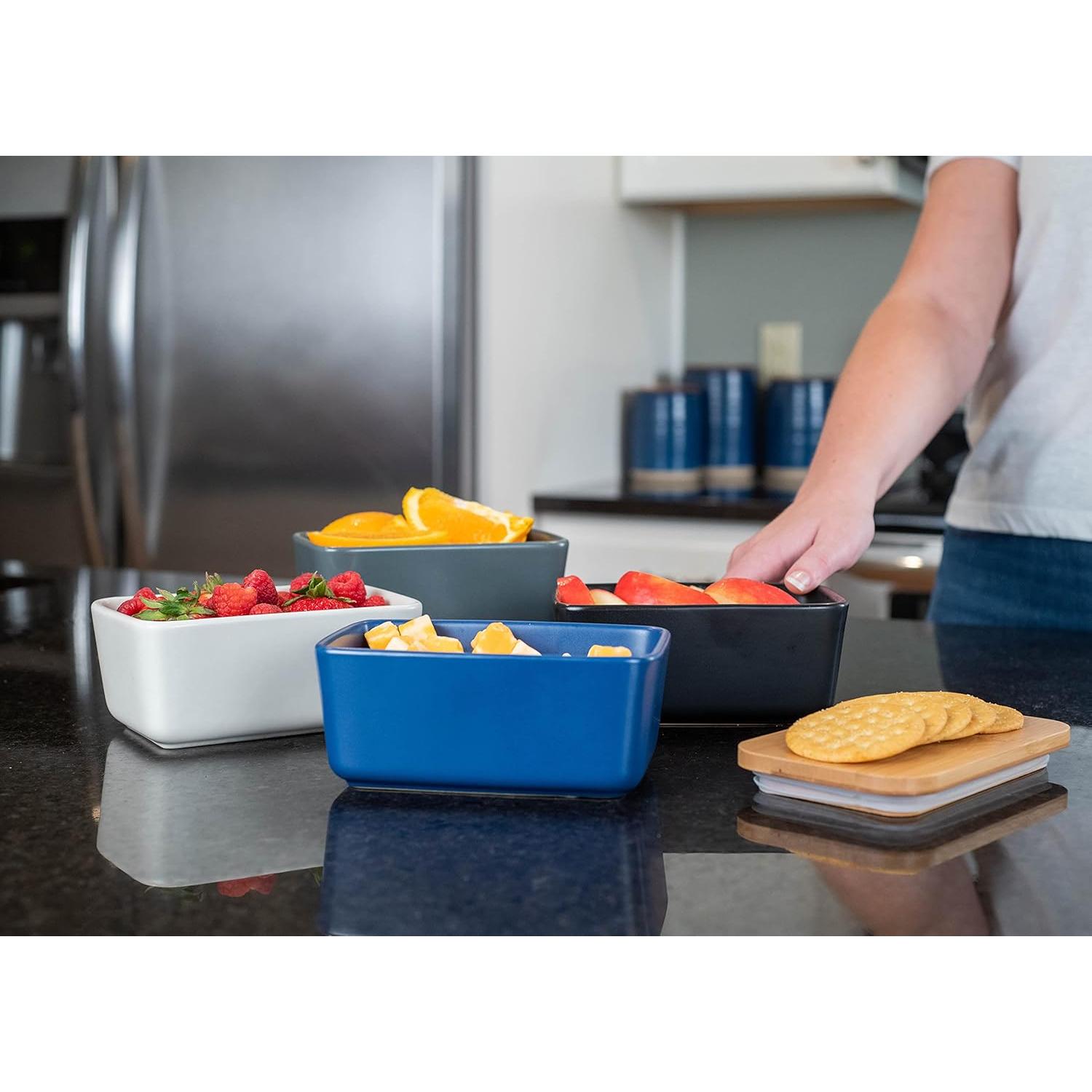 Plato de Mantequilla Cerámica Nat & Jules con Tapa de Bambú