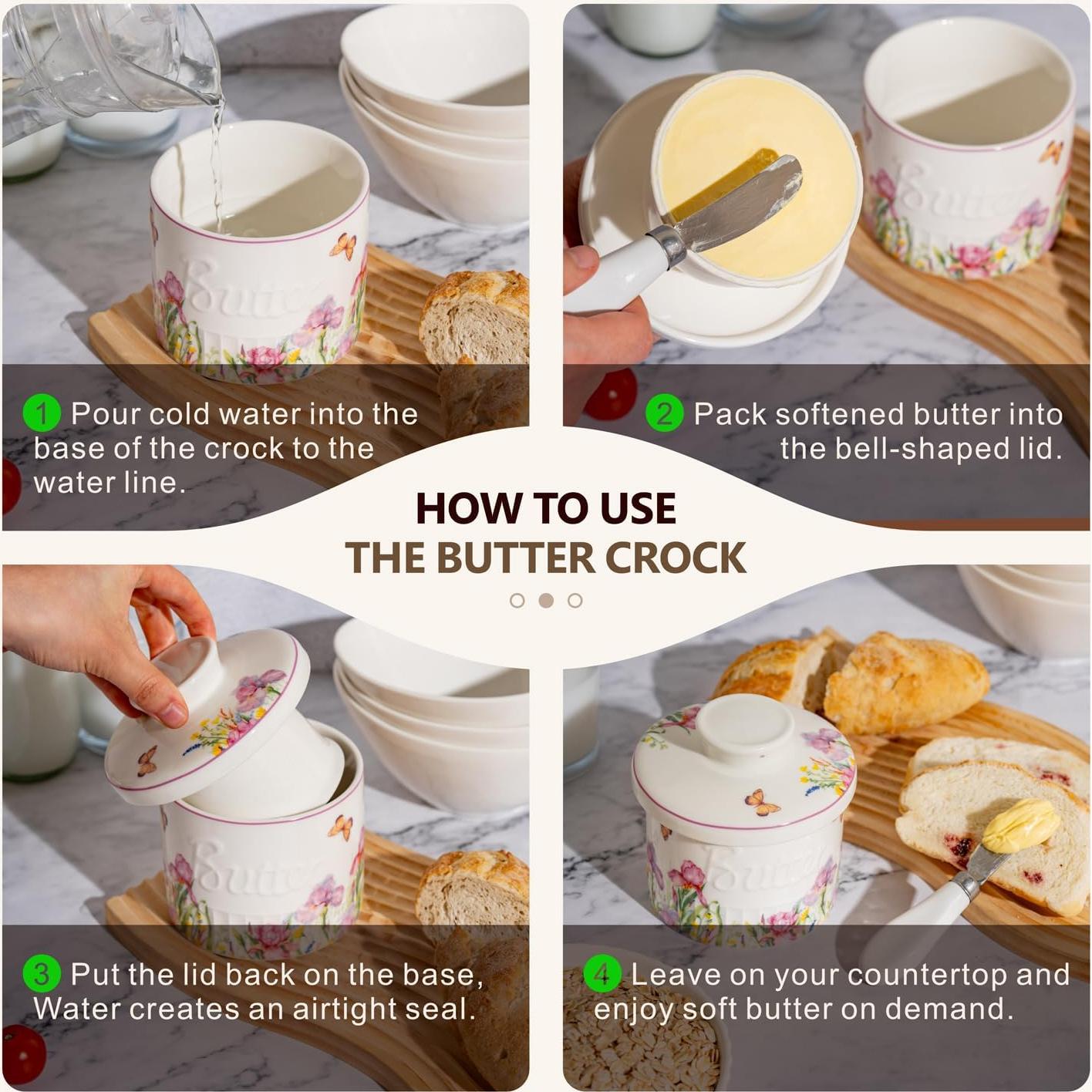 Crock de Mantequilla Cerámico TEATALK 198g Diseño Francés