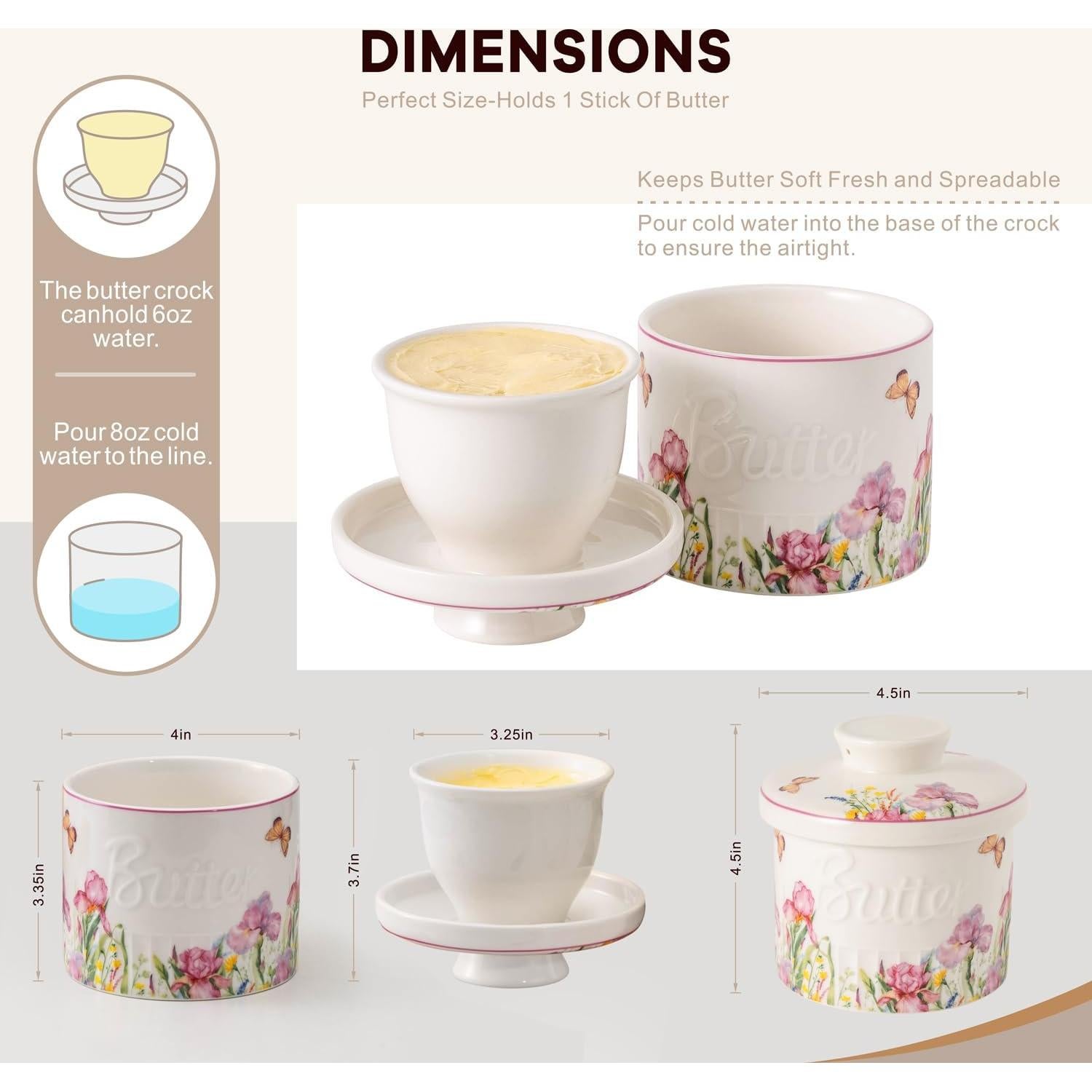 Crock de Mantequilla Cerámico TEATALK 198g Diseño Francés