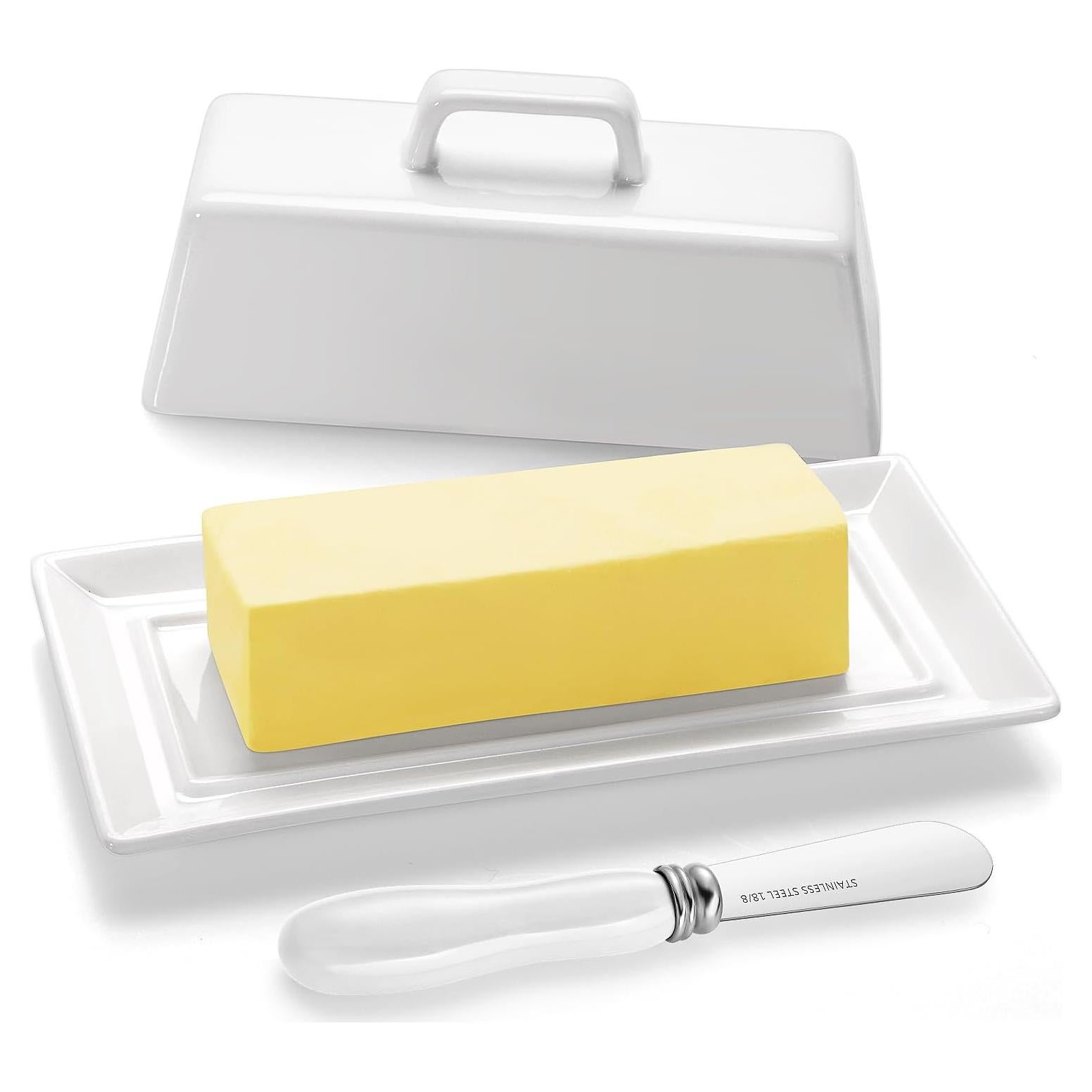 Plato de Mantequilla Yedio con Tapa y Cuchillo 19.1x9.2cm