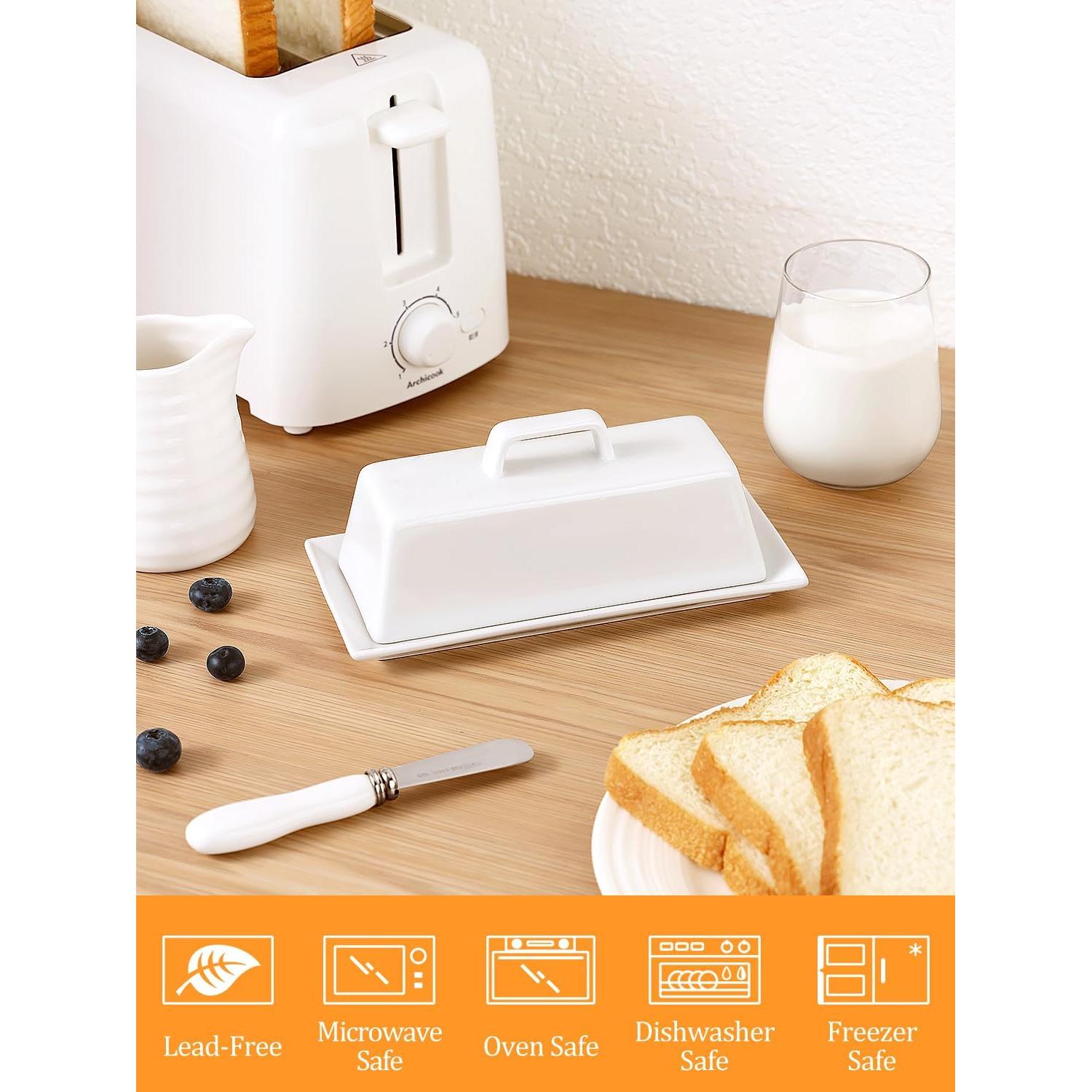 Plato de Mantequilla Yedio con Tapa y Cuchillo 19.1x9.2cm