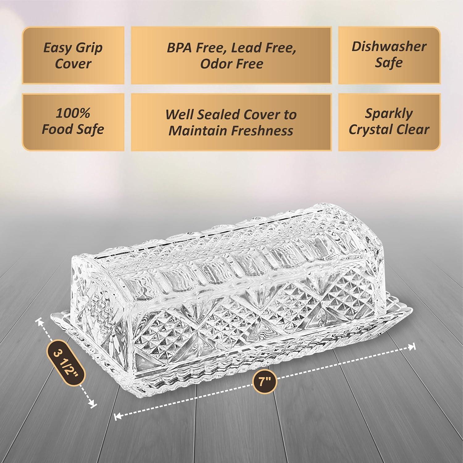 Plato de Mantequilla de Cristal Bezrat con Tapa 17.78x9.53cm