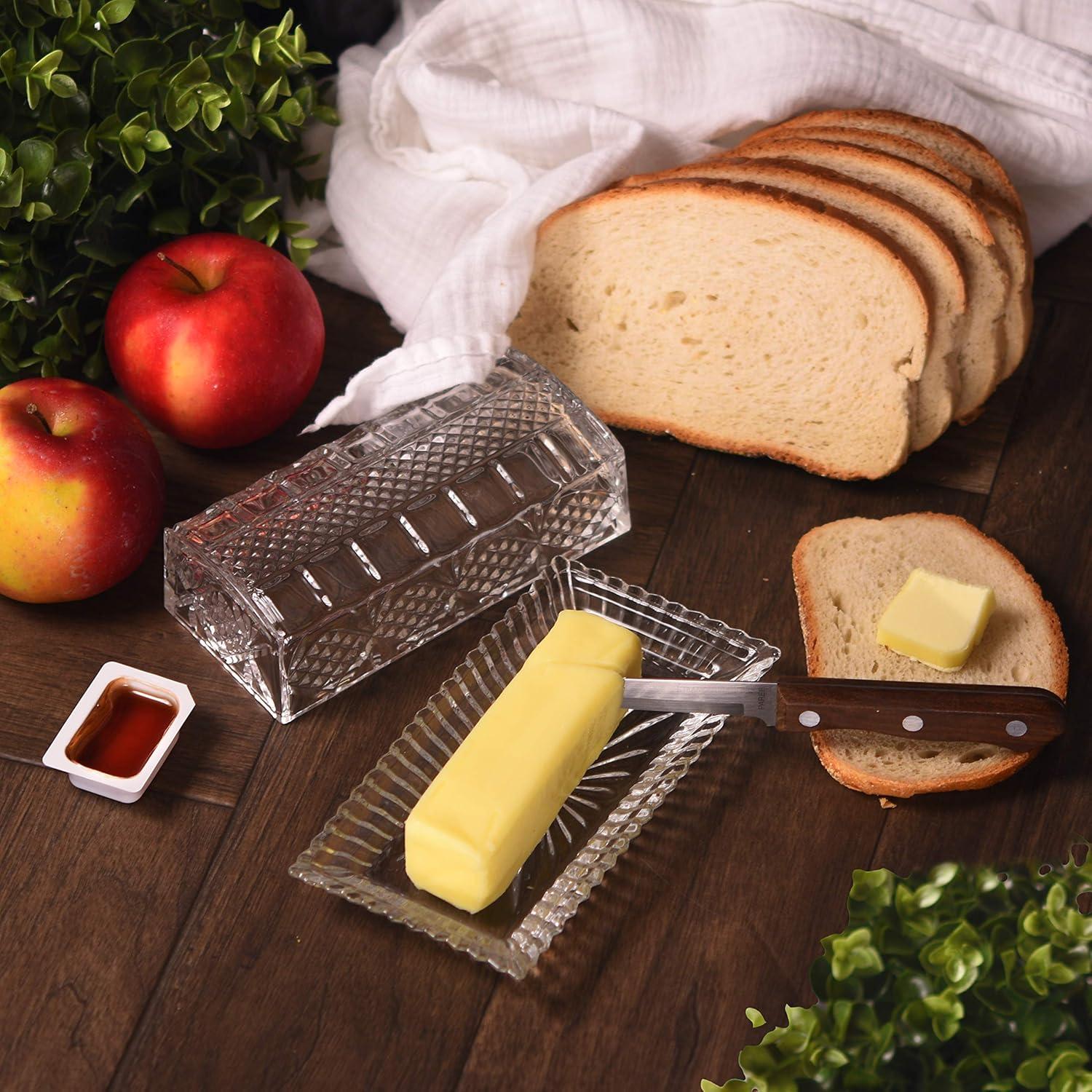 Plato de Mantequilla de Cristal Bezrat con Tapa 17.78x9.53cm