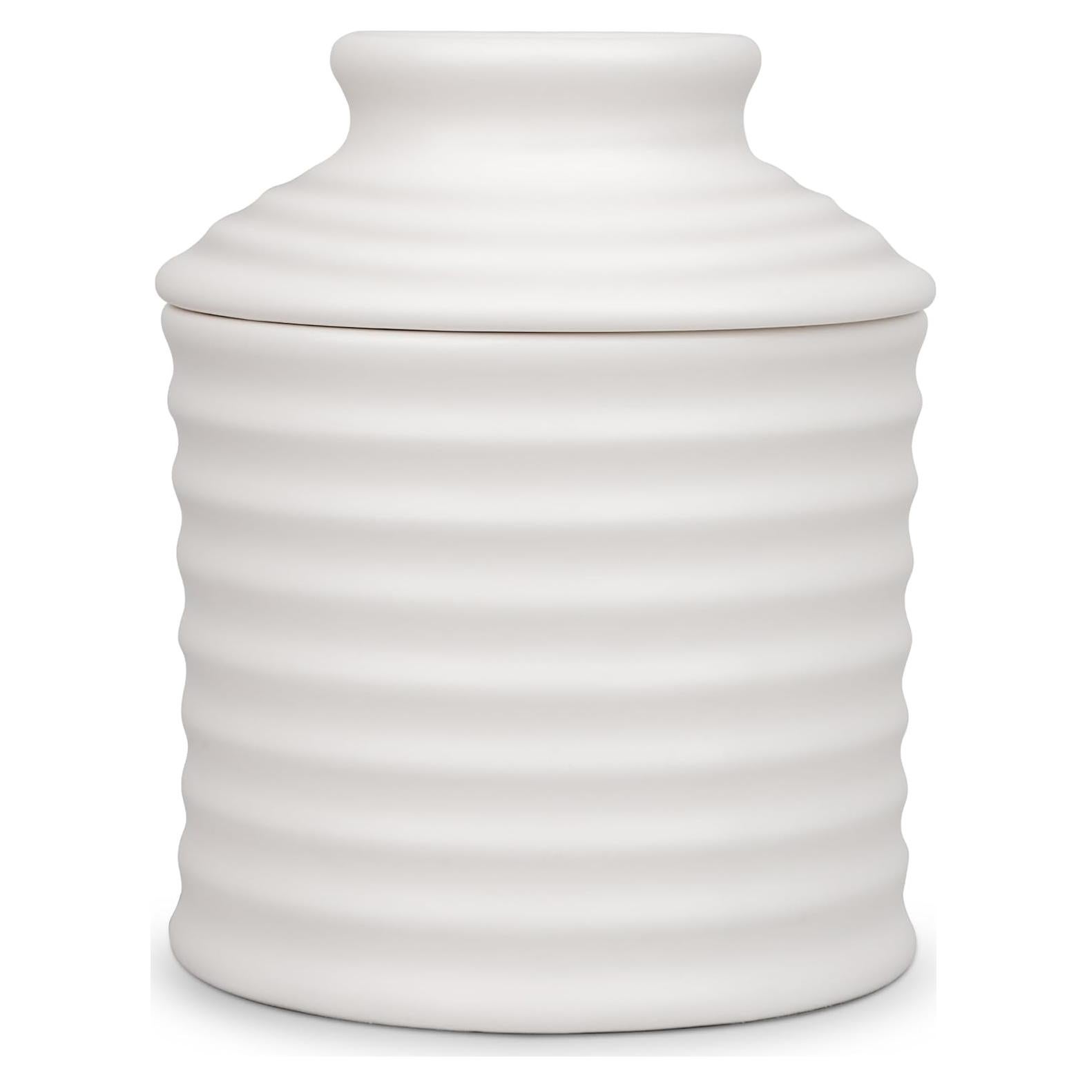 Crock de Mantequilla Cerámica Jersinwei Marfil 184g con Tapa