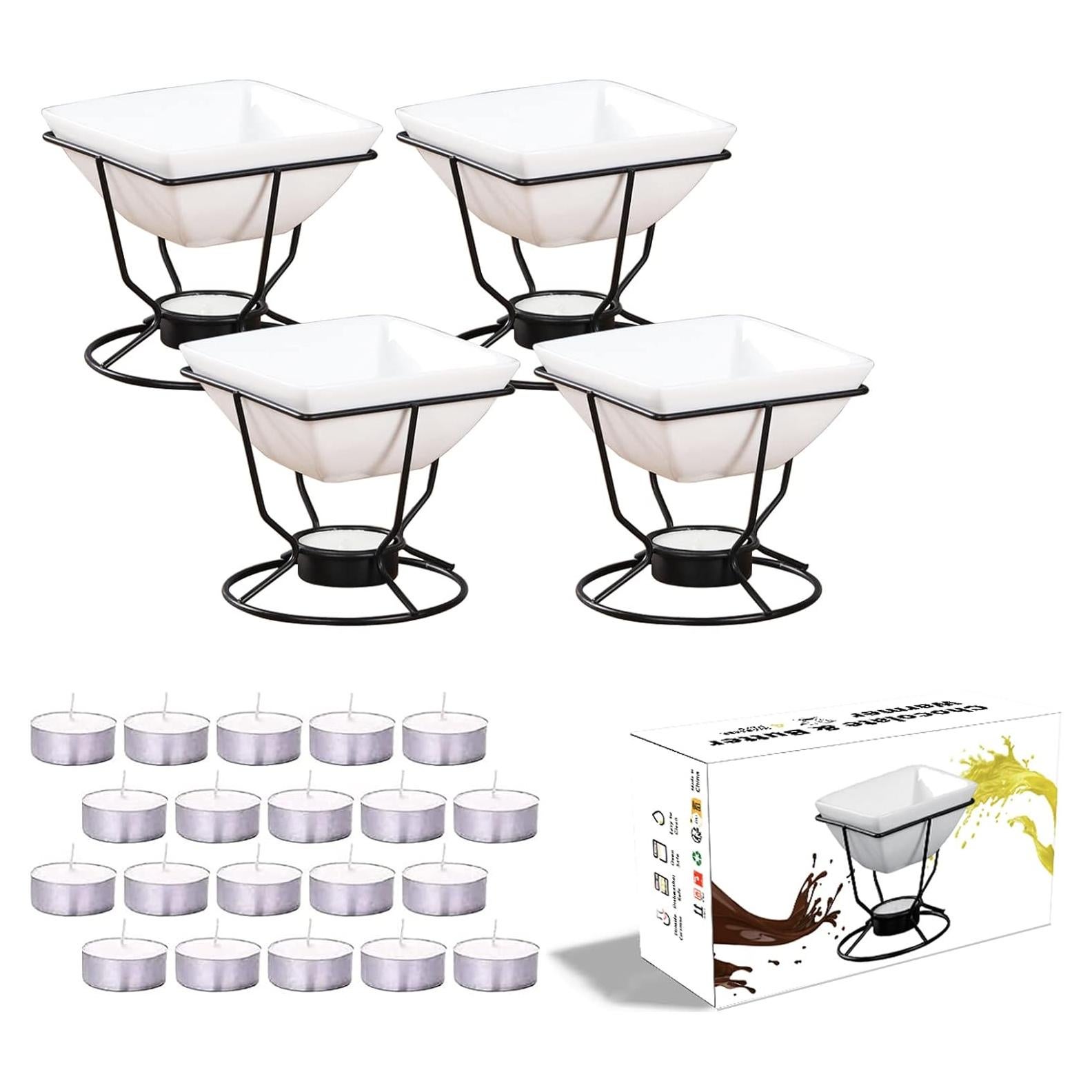 Set de 4 Calentadores de Mantequilla Luvan 7oz con 20 Velas