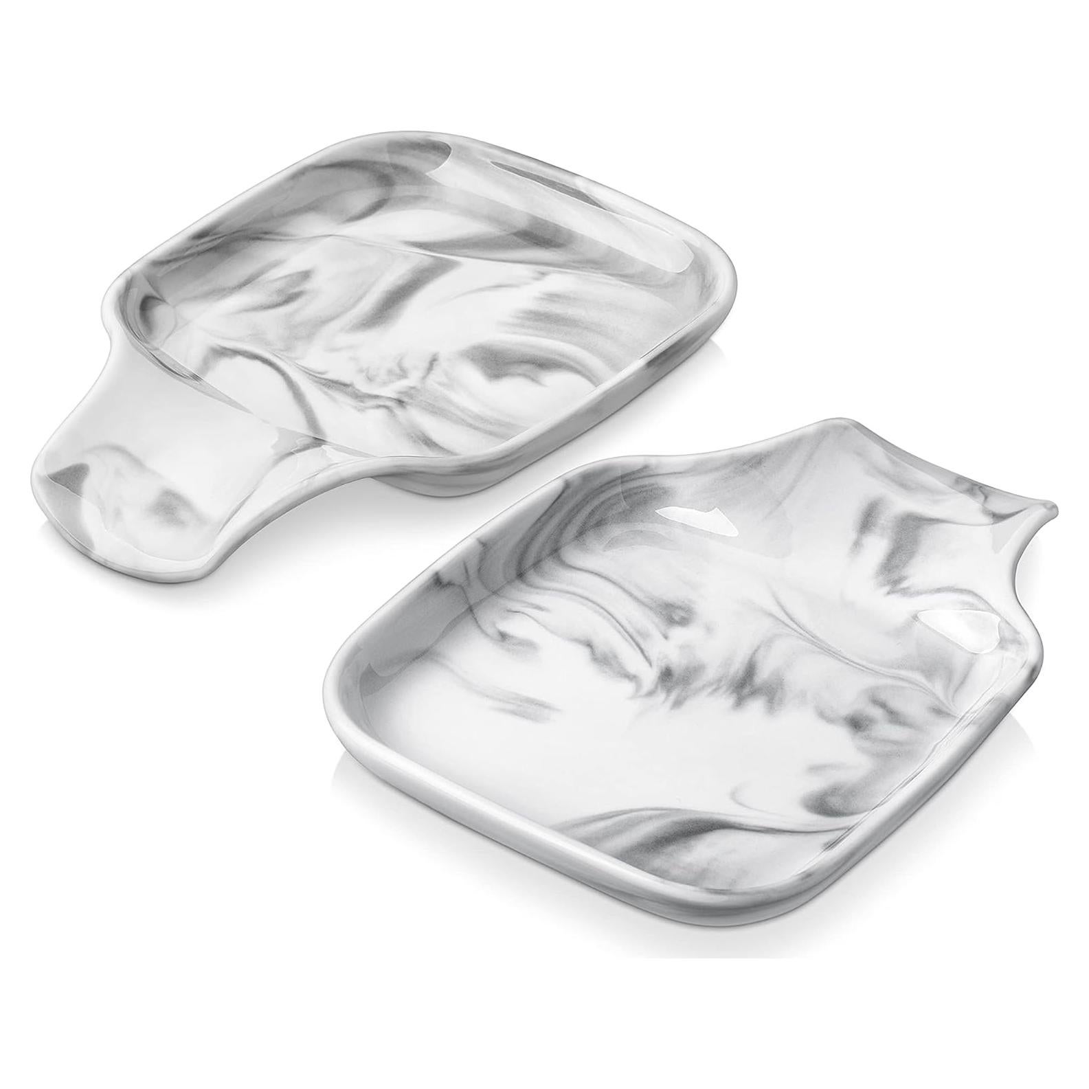 Soporte para Cucharas MALACASA de Porcelana Gris Mármol 17.5x12.2cm