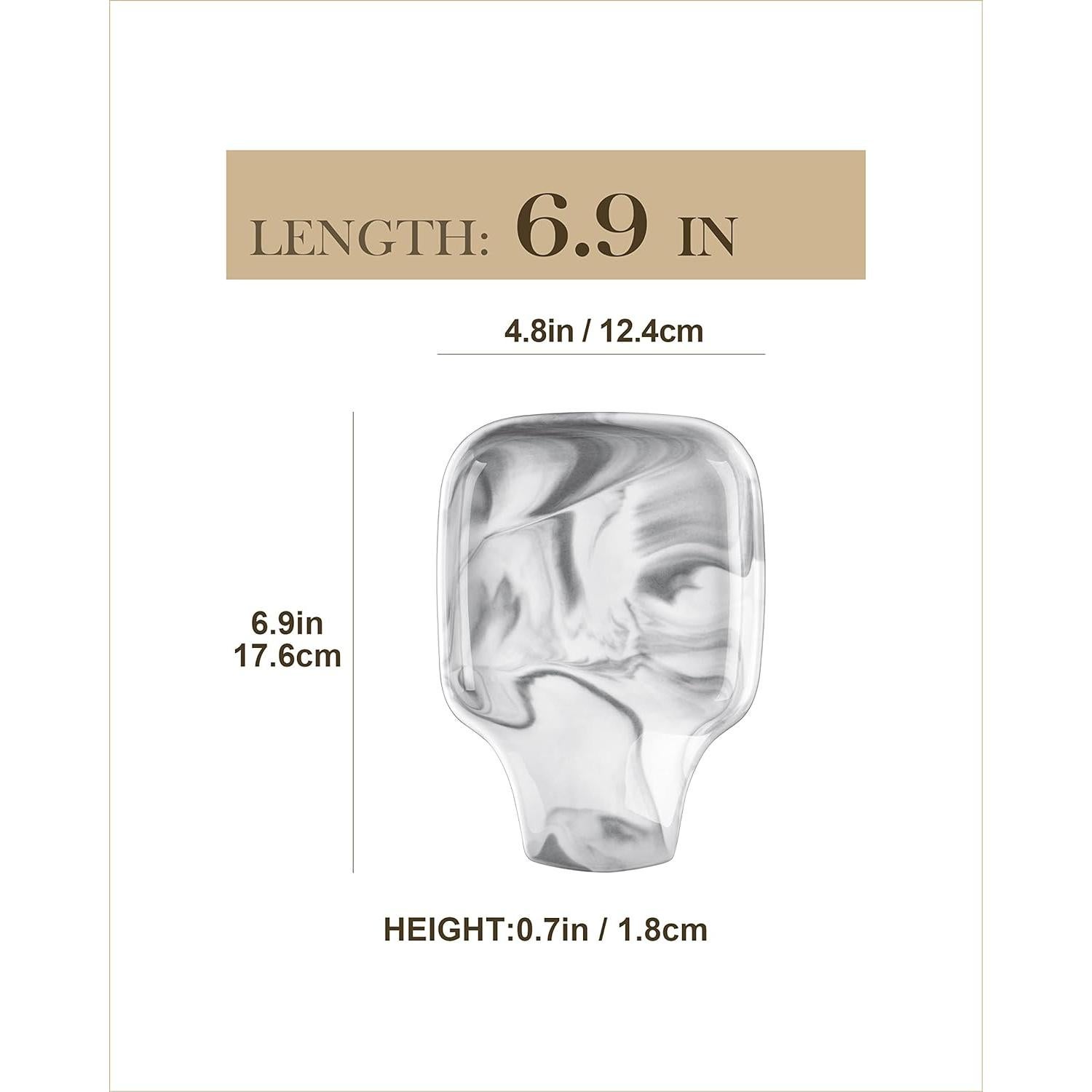 Soporte para Cucharas MALACASA de Porcelana Gris Mármol 17.5x12.2cm