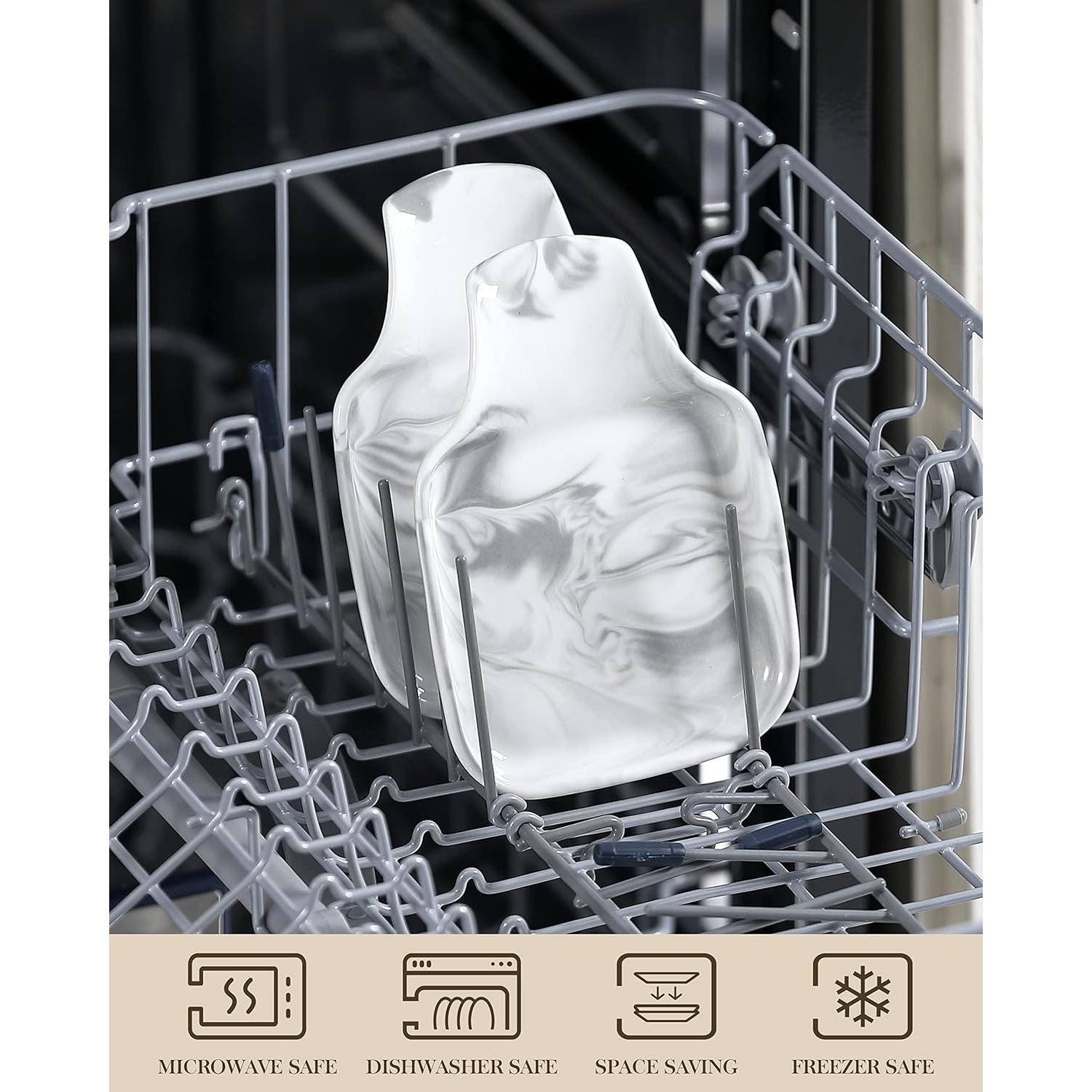 Soporte para Cucharas MALACASA de Porcelana Gris Mármol 17.5x12.2cm