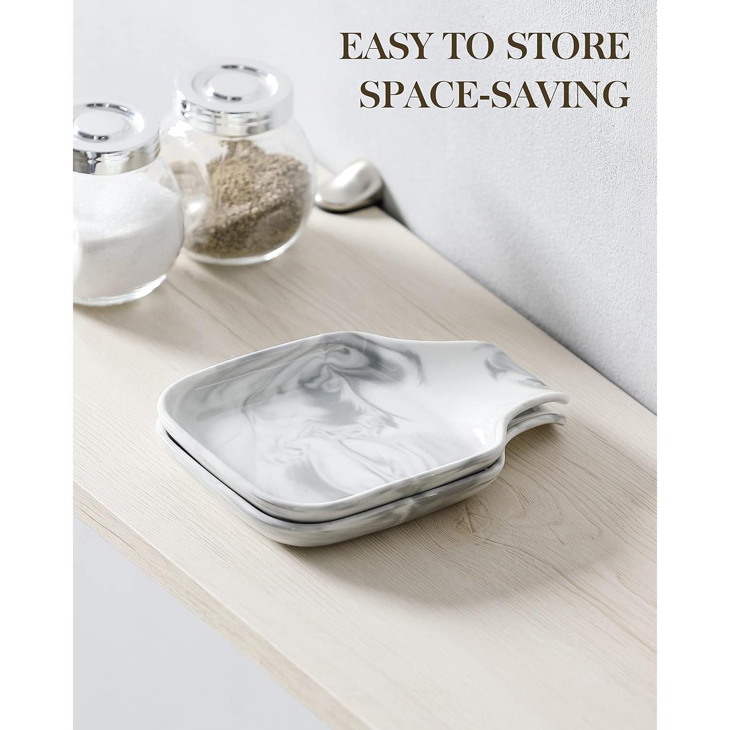 Soporte para Cucharas MALACASA de Porcelana Gris Mármol 17.5x12.2cm