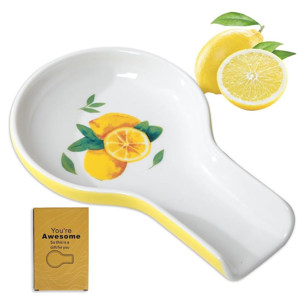 Soporte para Cucharas de Cerámica Limón HAPPY KIT 16.5x10.2cm